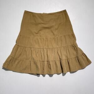 Vtg Y2K American Eagle Tan Cord Cottagecore Ruffle Skirt / Sz 2 Coquette Whimsy
